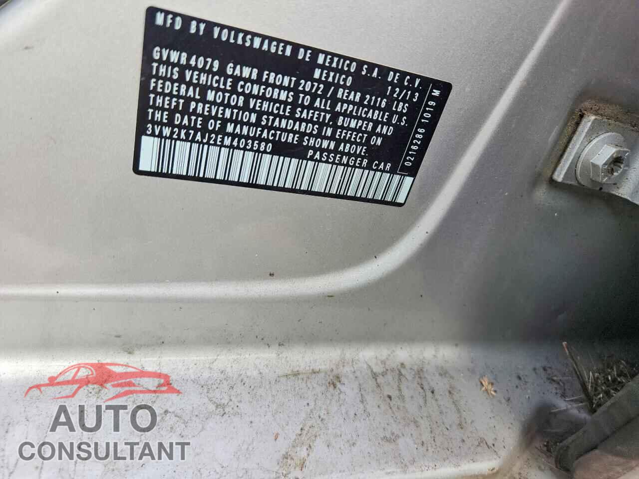 VOLKSWAGEN JETTA 2014 - 3VW2K7AJ2EM403580