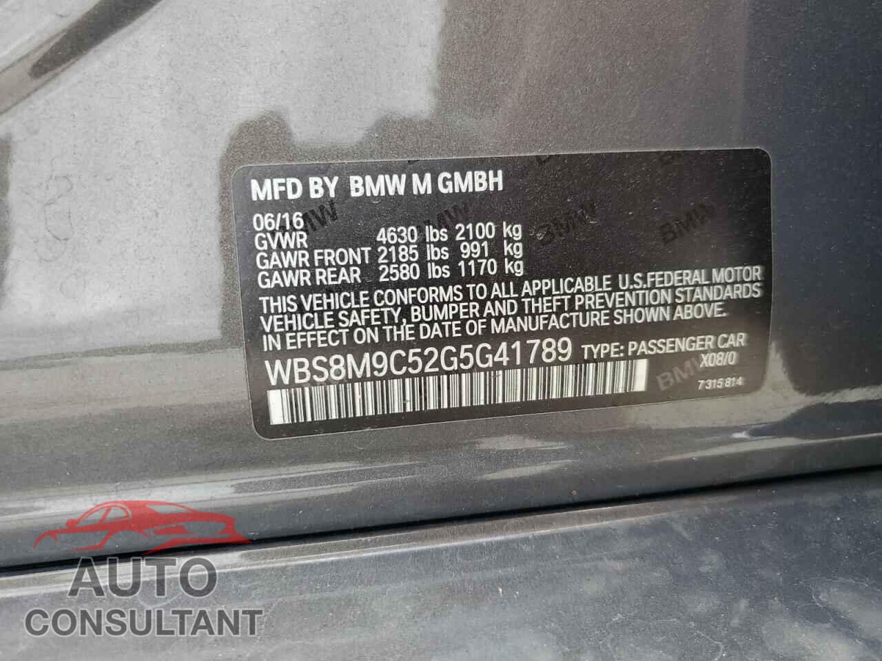 BMW M3 2016 - WBS8M9C52G5G41789