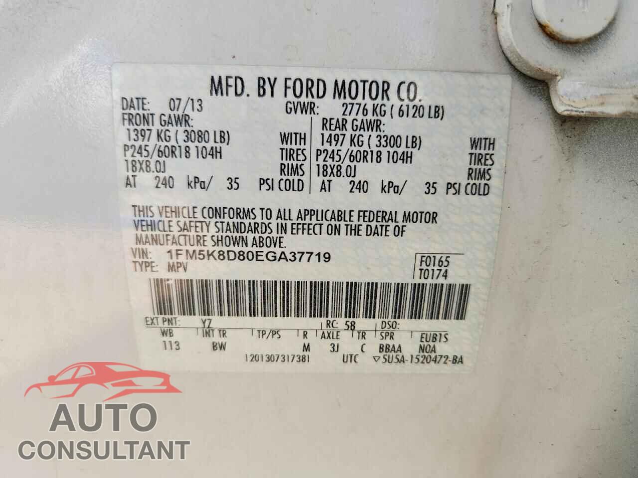 FORD EXPLORER 2014 - 1FM5K8D80EGA37719