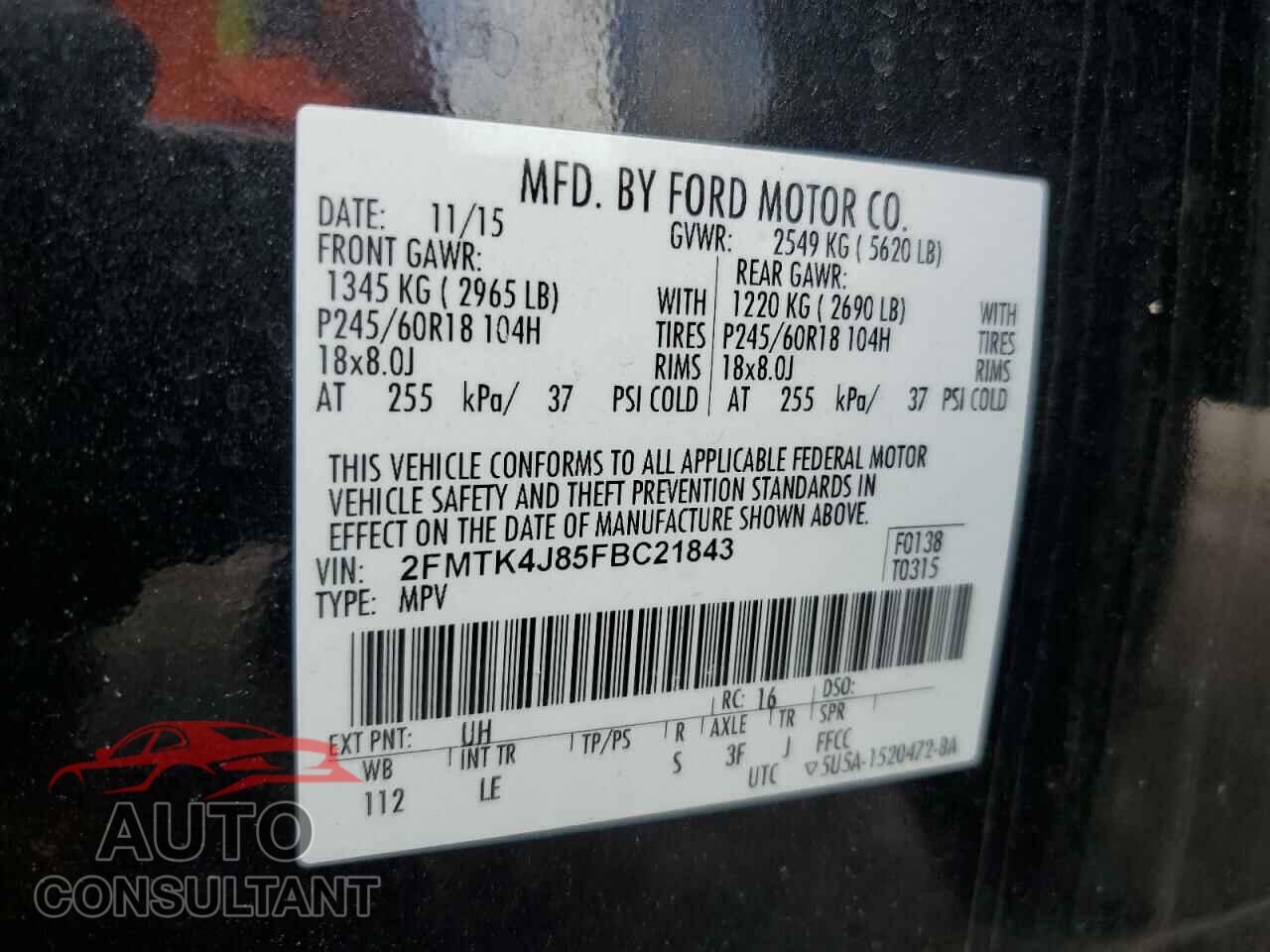 FORD EDGE 2015 - 2FMTK4J85FBC21843