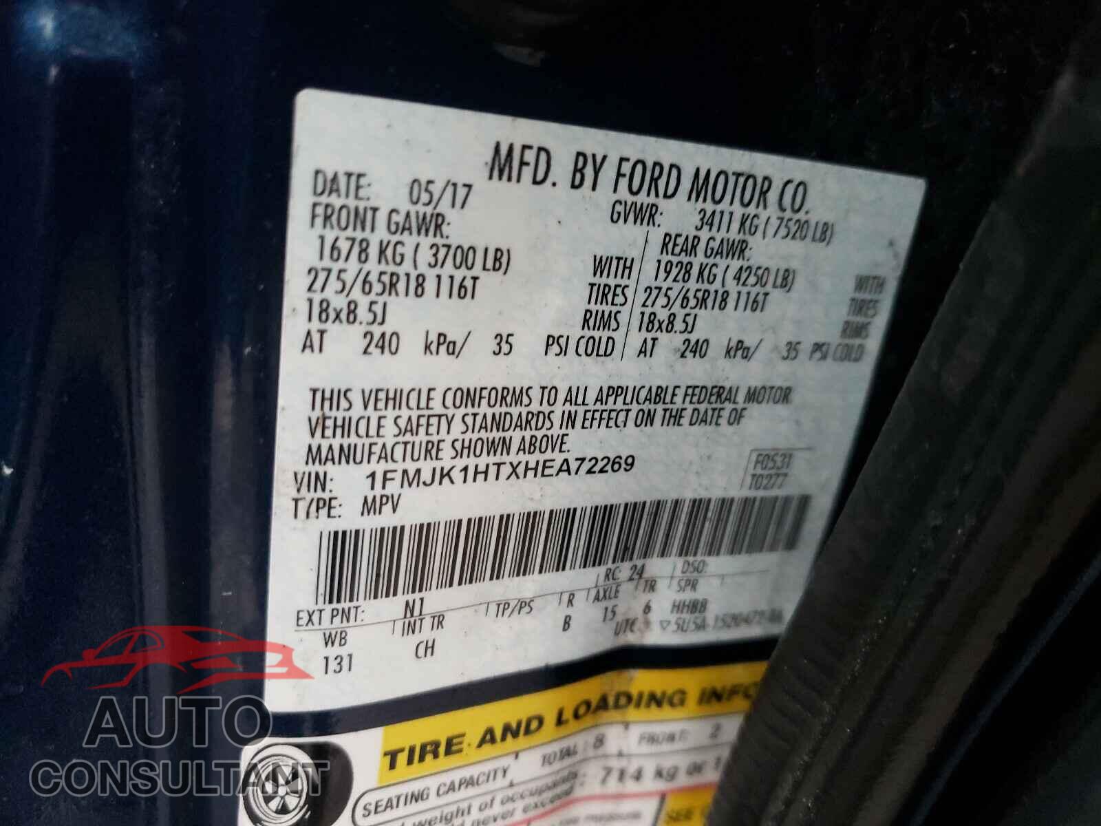 FORD EXPEDITION 2017 - 1FMJK1HTXHEA72269