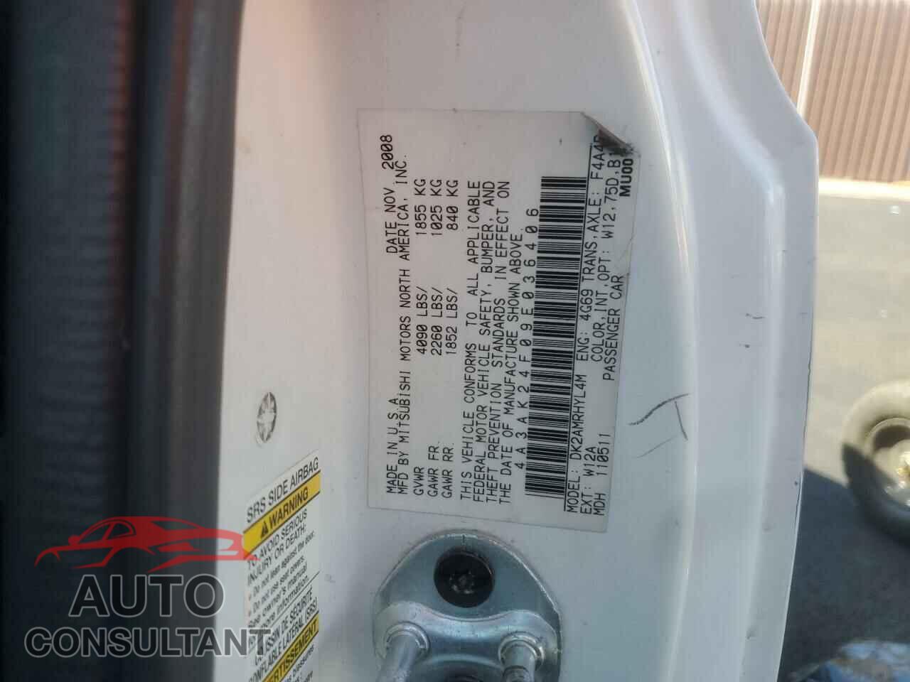 MITSUBISHI ECLIPSE 2009 - 4A3AK24F09E036406