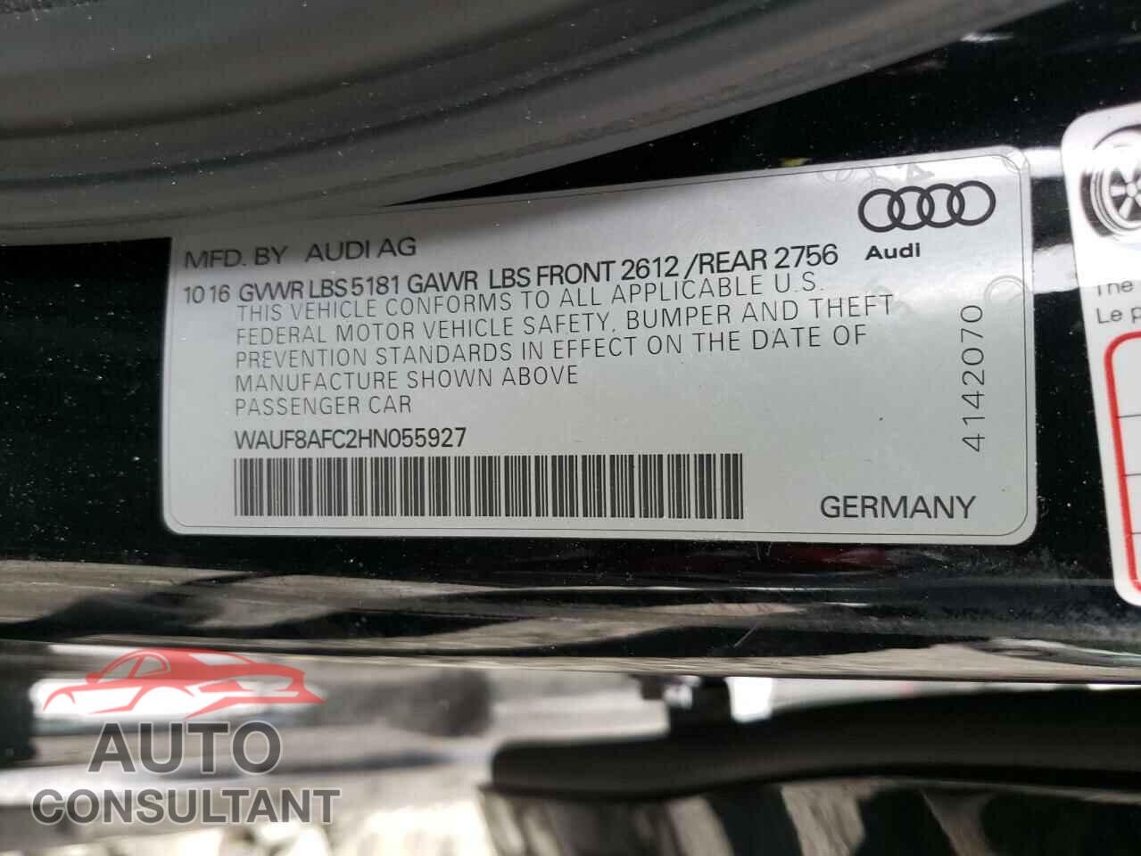 AUDI A6 2017 - WAUF8AFC2HN055927