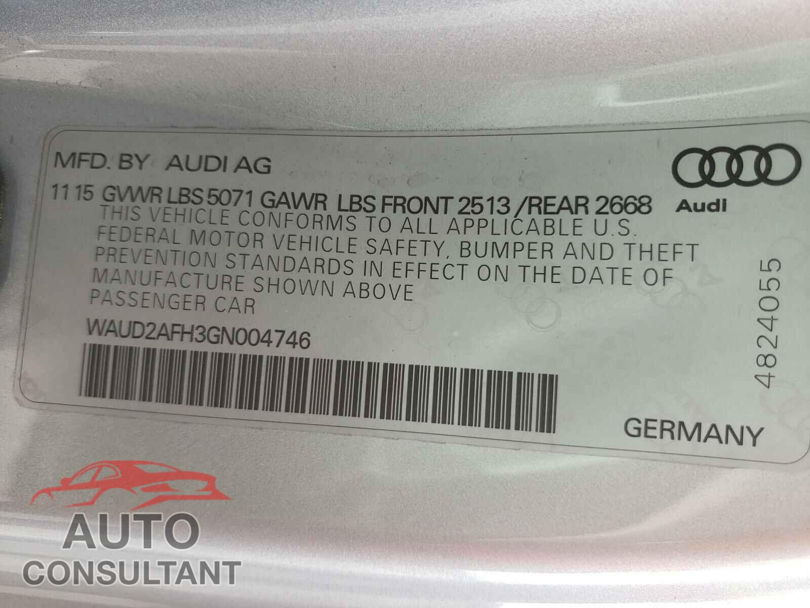 AUDI A5 2016 - WAUD2AFH3GN004746