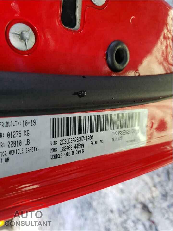 DODGE CHALLENGER 2019 - 2C3CDZAG9KH741400