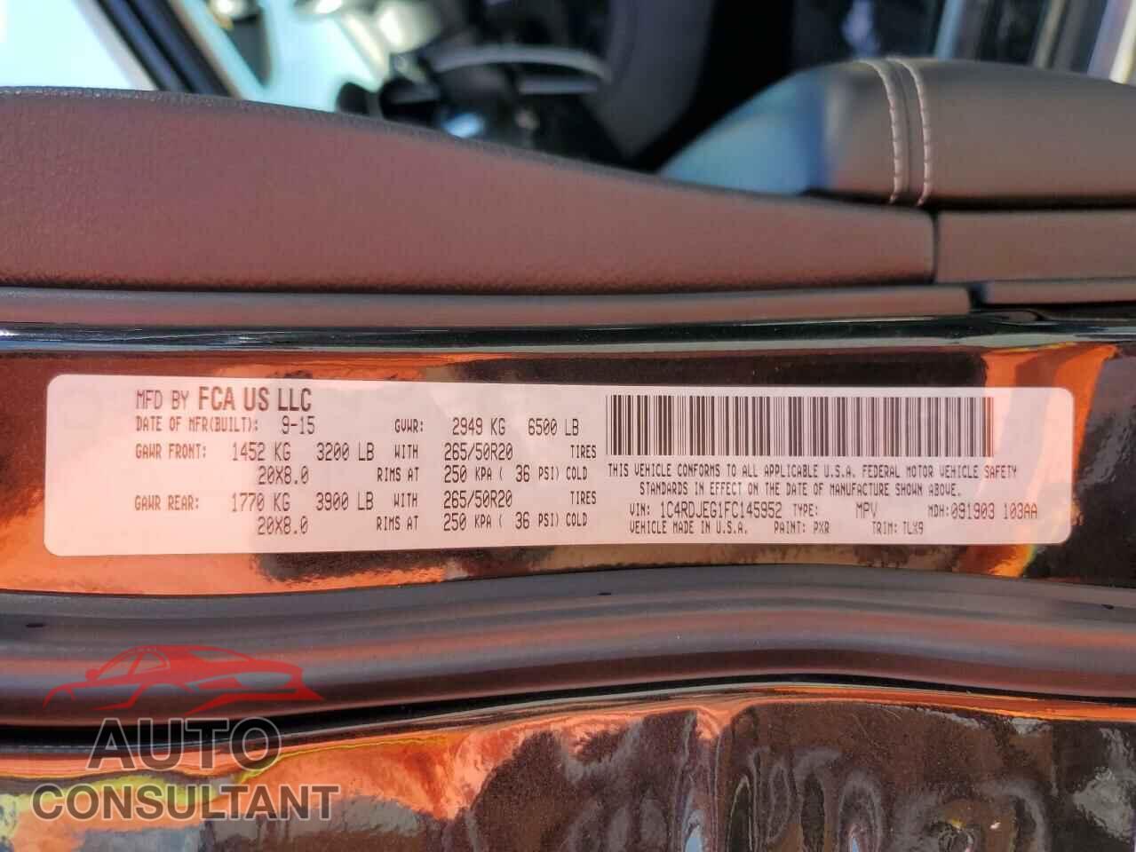 DODGE DURANGO 2015 - 1C4RDJEG1FC145952