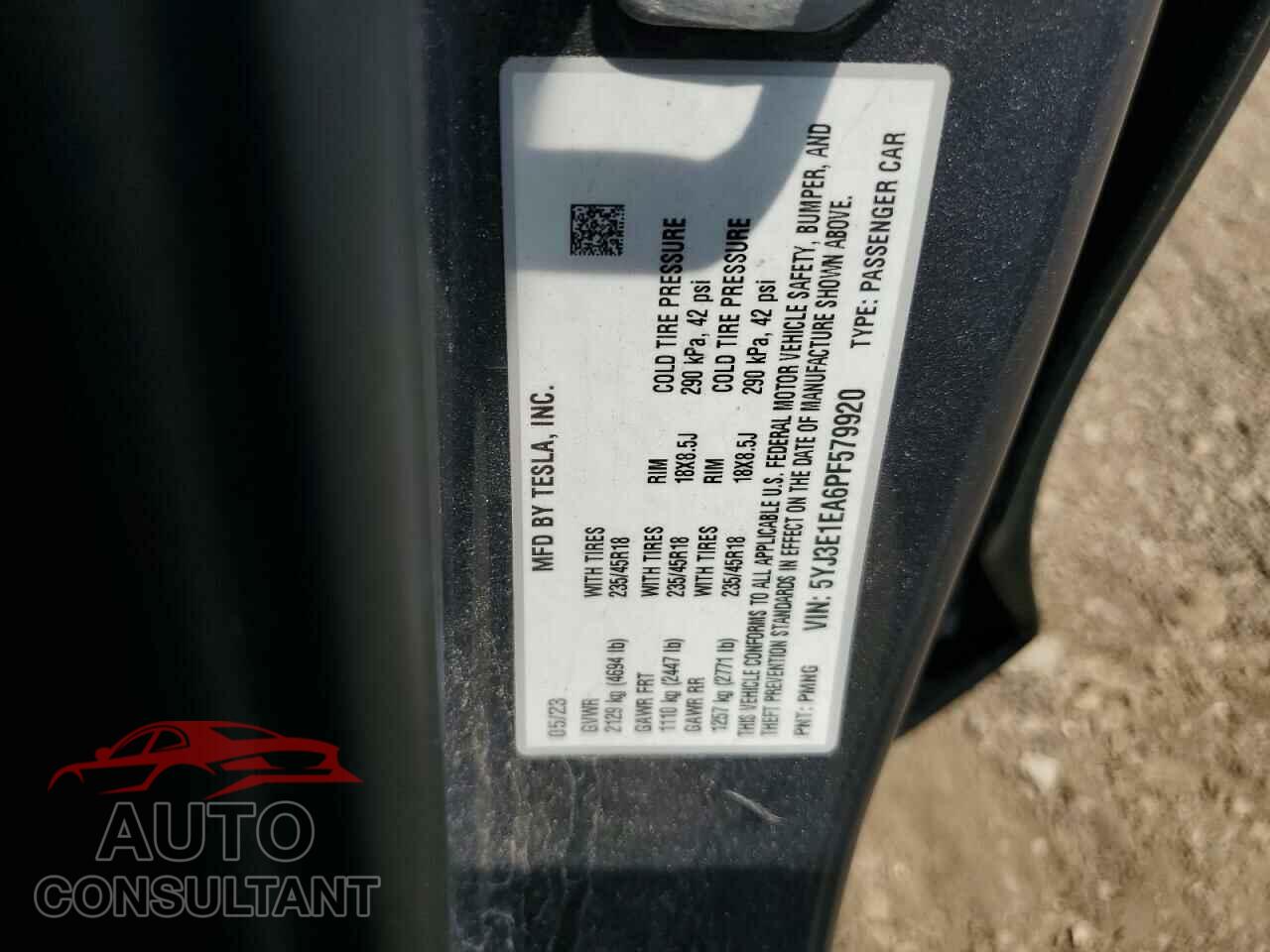 TESLA MODEL 3 2023 - 5YJ3E1EA6PF579920