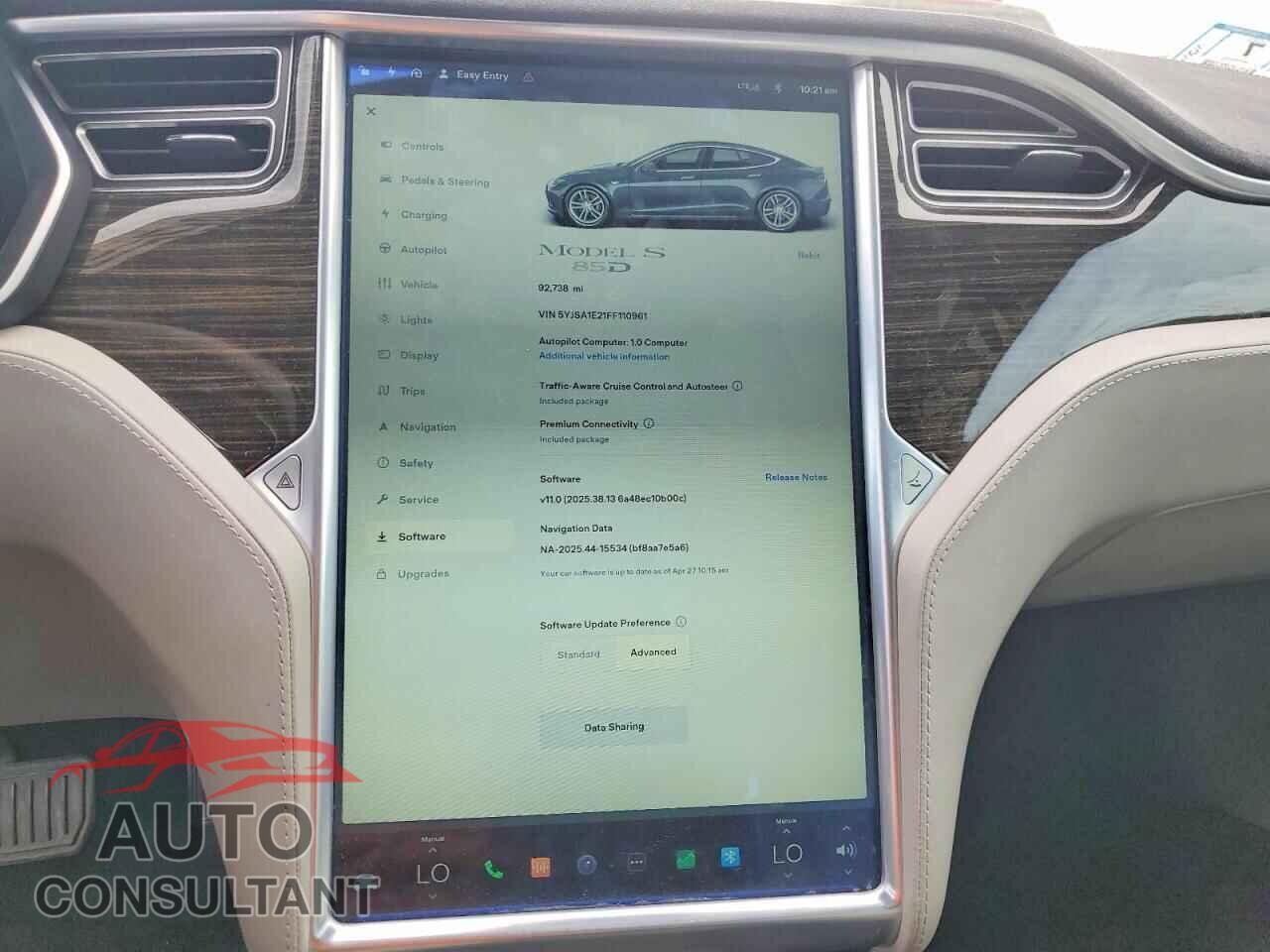 TESLA MODEL S 2015 - 5YJSA1E21FF110961