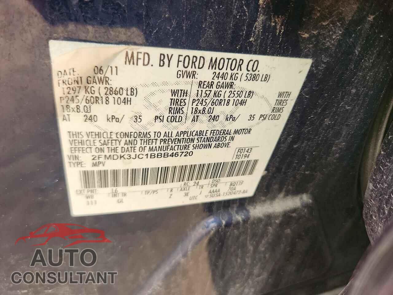 FORD EDGE 2011 - 2FMDK3JC1BBB46720