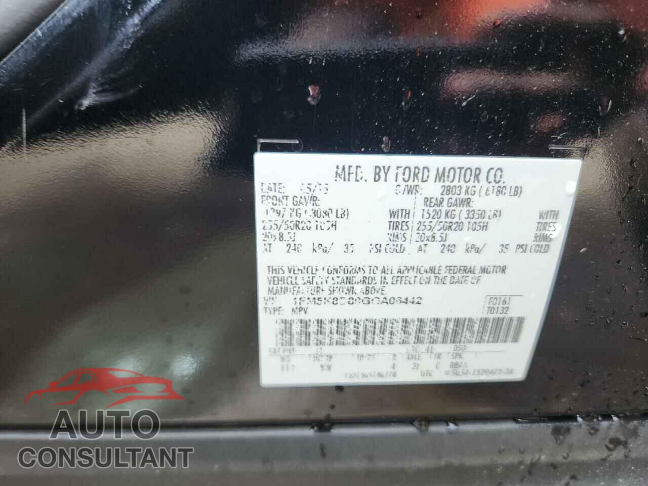 FORD EXPLORER 2016 - 1FM5K8D80GGA06442