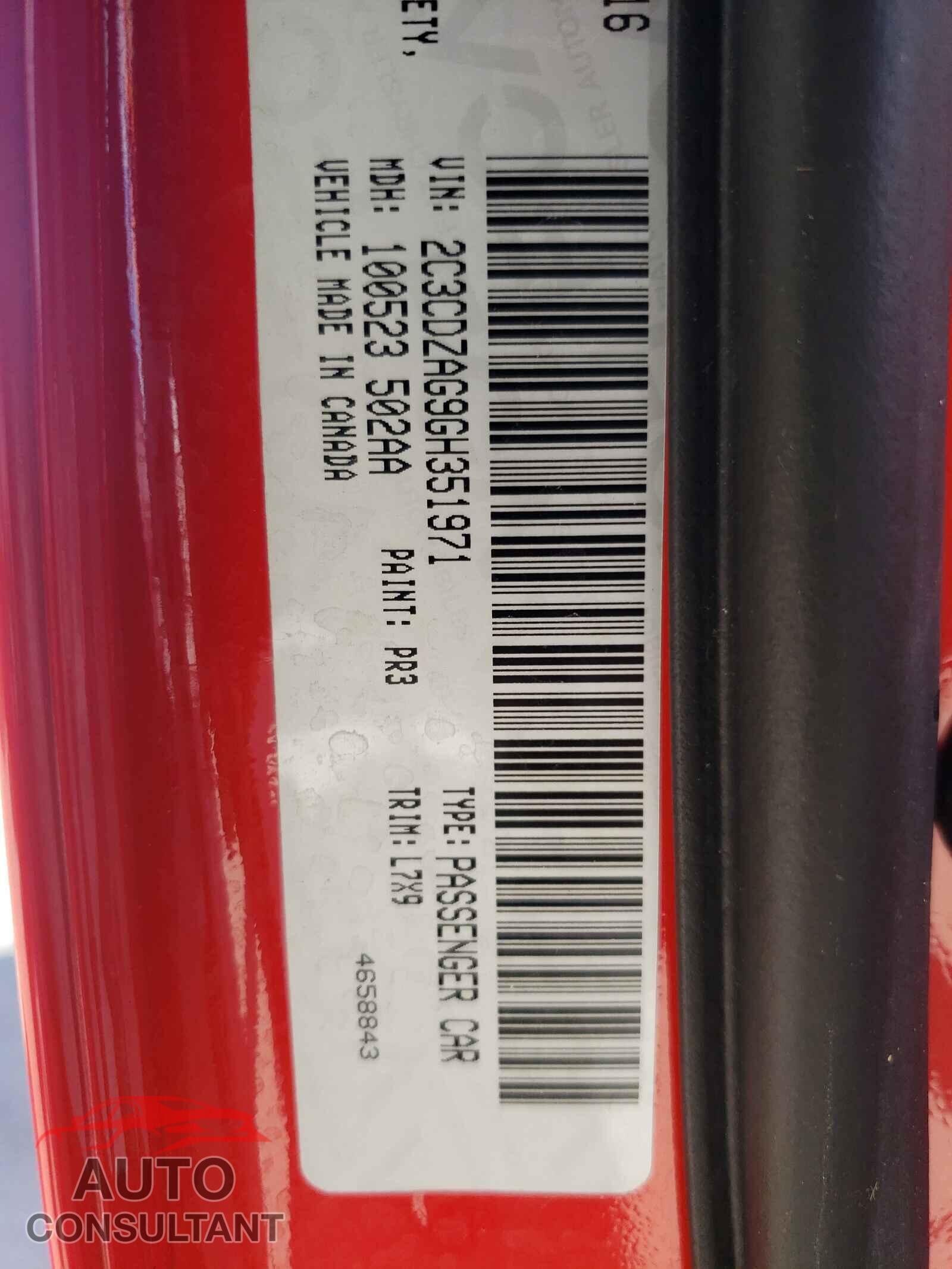 DODGE CHALLENGER 2016 - 2C3CDZAG9GH351971