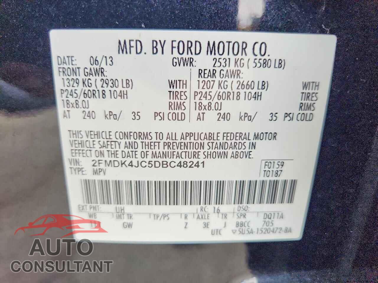 FORD EDGE 2013 - 2FMDK4JC5DBC48241