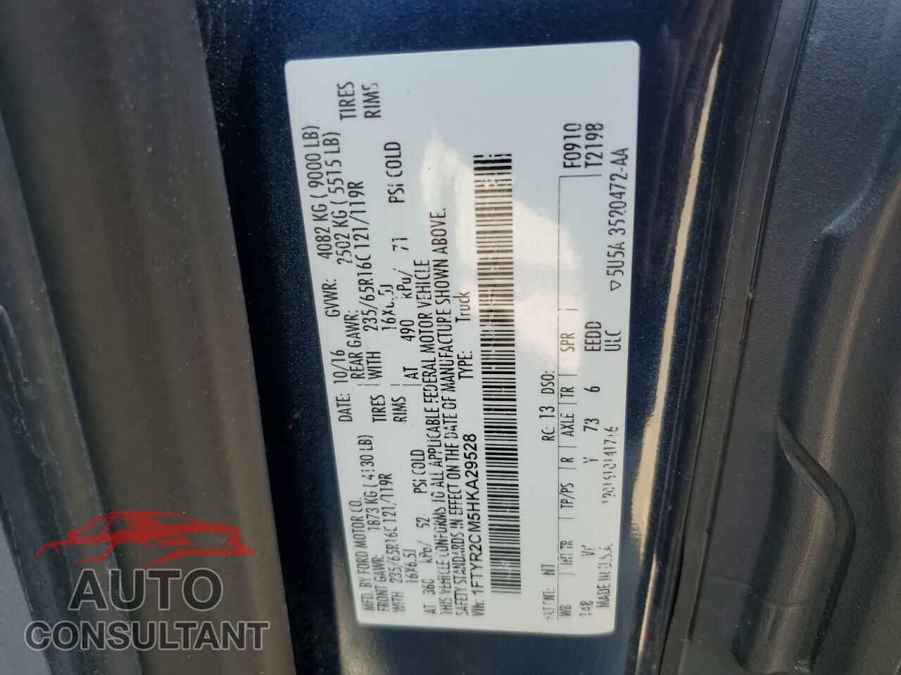 FORD TRANSIT 2017 - 1FTYR2CM5HKA29528