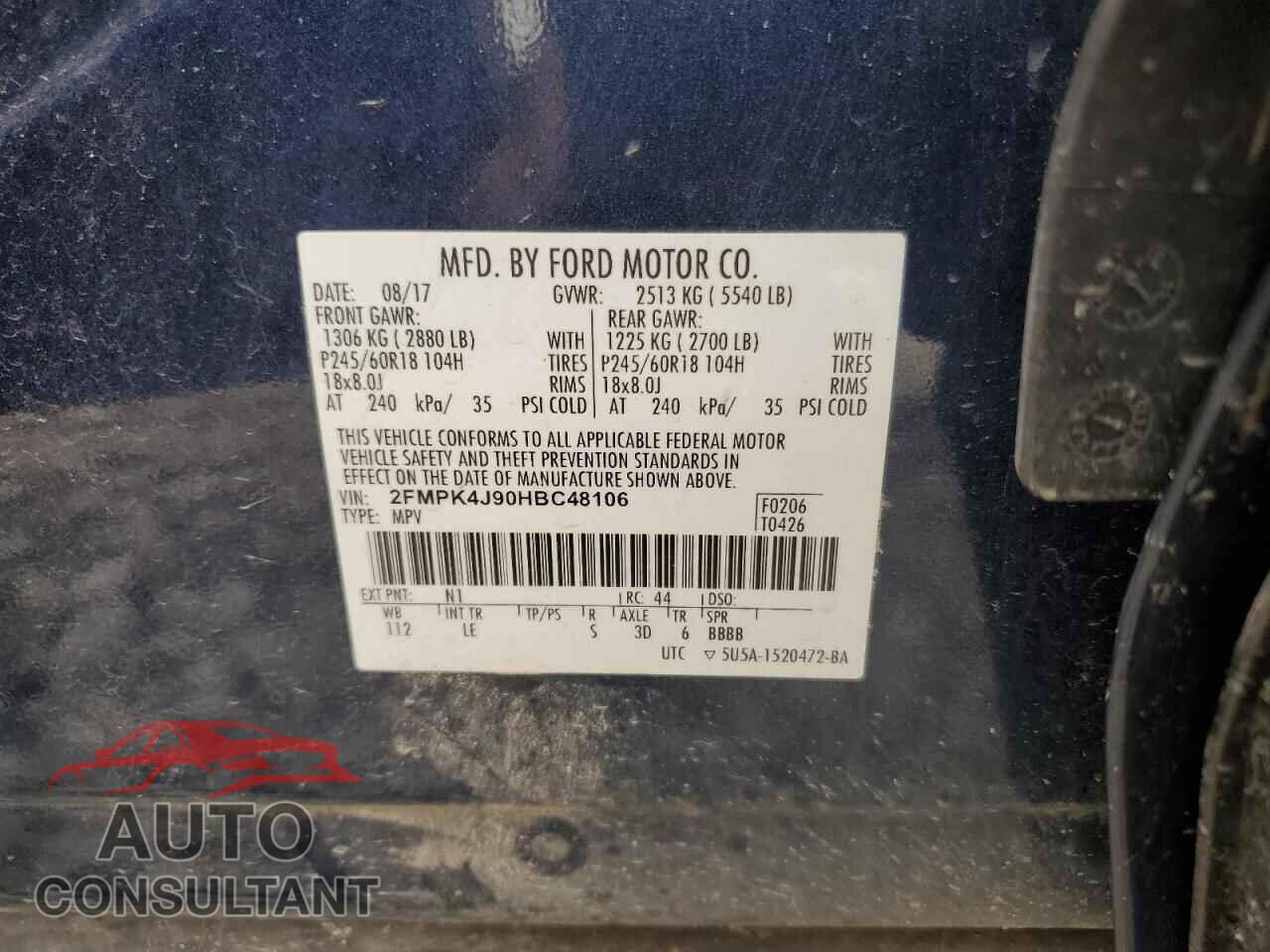 FORD EDGE 2017 - 2FMPK4J90HBC48106