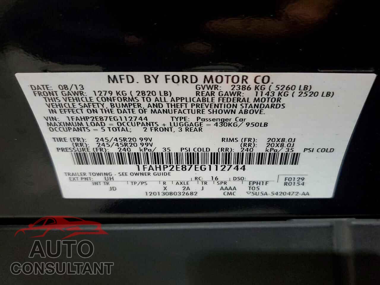 FORD TAURUS 2014 - 1FAHP2E87EG112744