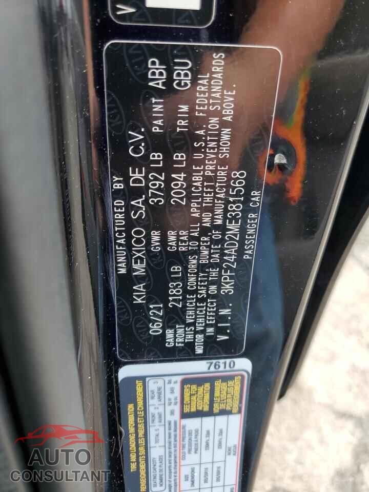 KIA FORTE 2021 - 3KPF24AD2ME381568