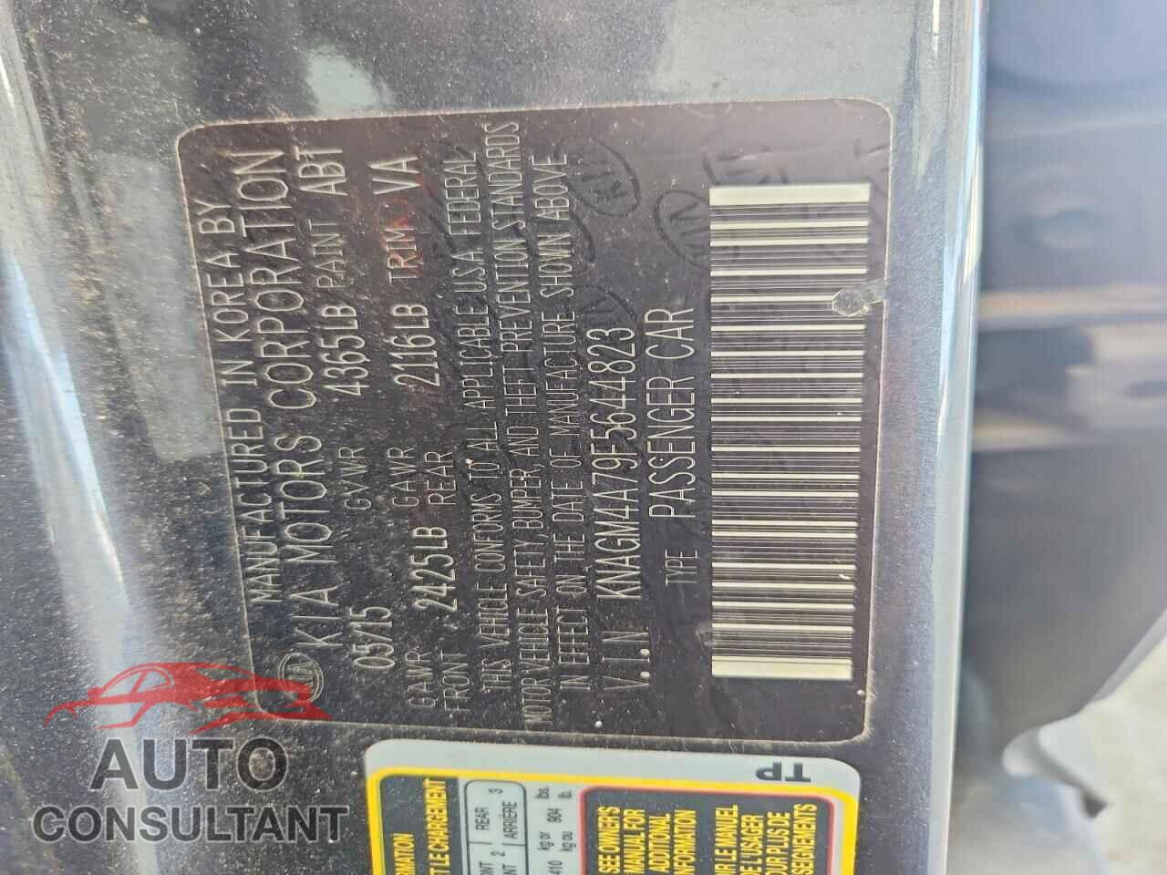 KIA OPTIMA 2015 - KNAGM4A79F5644823