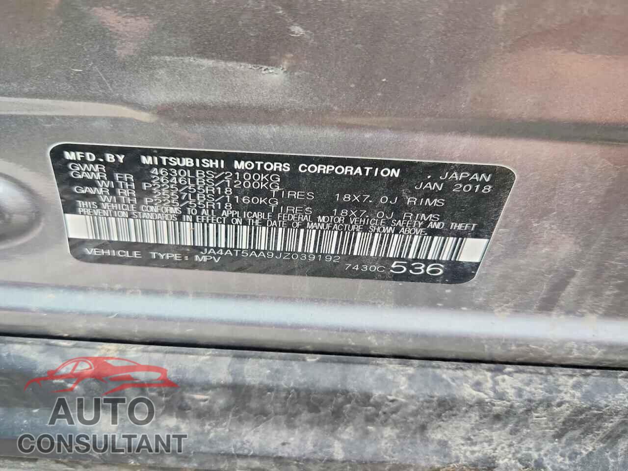 MITSUBISHI ECLIPSE 2018 - JA4AT5AA9JZ039192