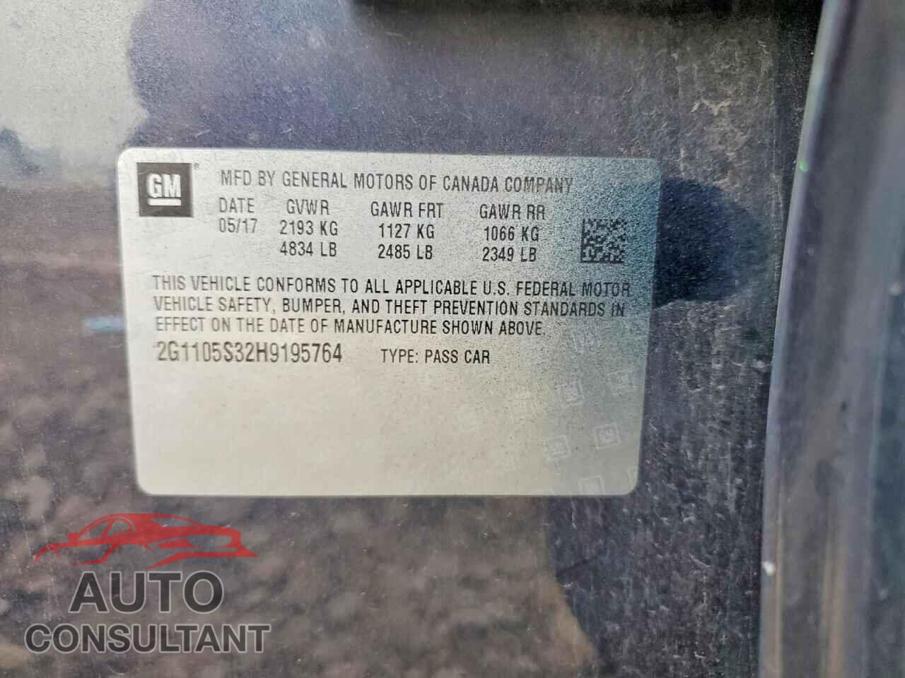CHEVROLET IMPALA 2017 - 2G1105S32H9195764