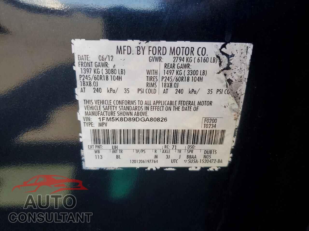 FORD EXPLORER 2013 - 1FM5K8D89DGA80826