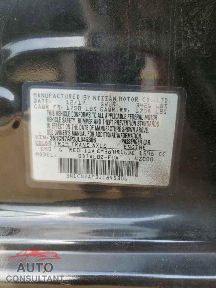 NISSAN VERSA 2018 - 3N1CN7AP3JL845306