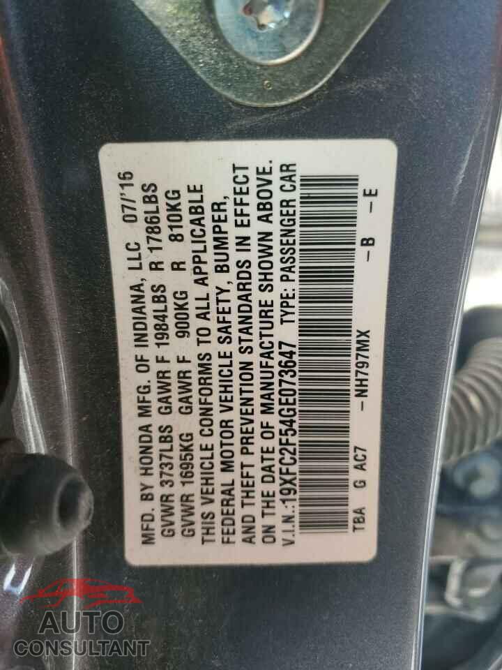 HONDA CIVIC 2016 - 19XFC2F54GE073647