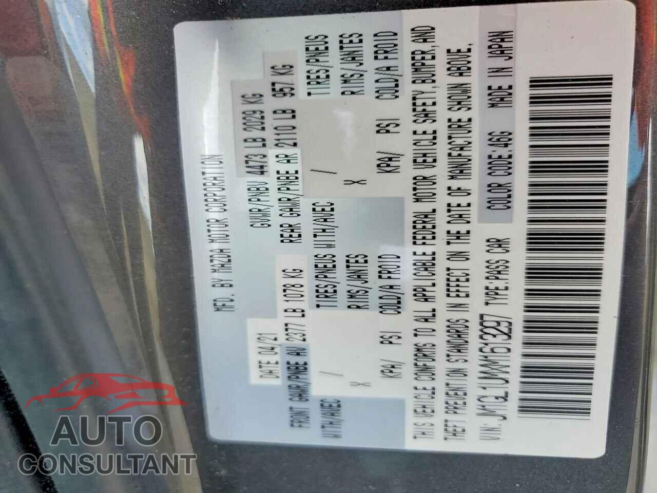 MAZDA 6 2021 - JM1GL1UMXM1613297