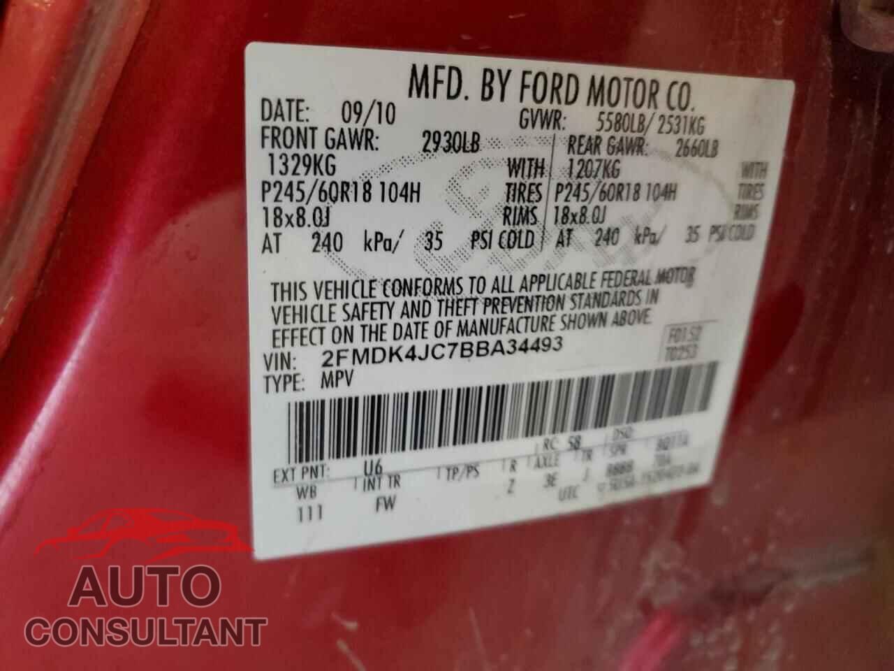 FORD EDGE 2011 - 2FMDK4JC7BBA34493