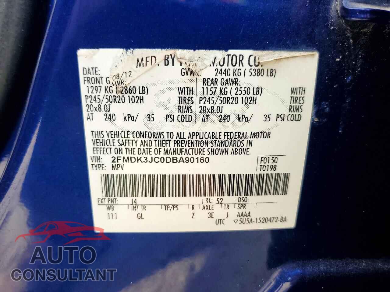 FORD EDGE 2013 - 2FMDK3JC0DBA90160
