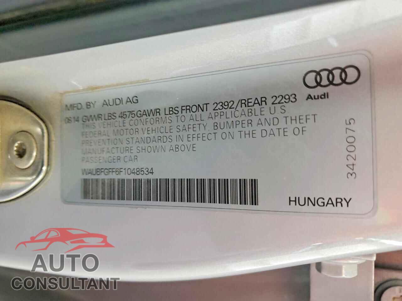 AUDI A3 2015 - WAUBFGFF6F1048534