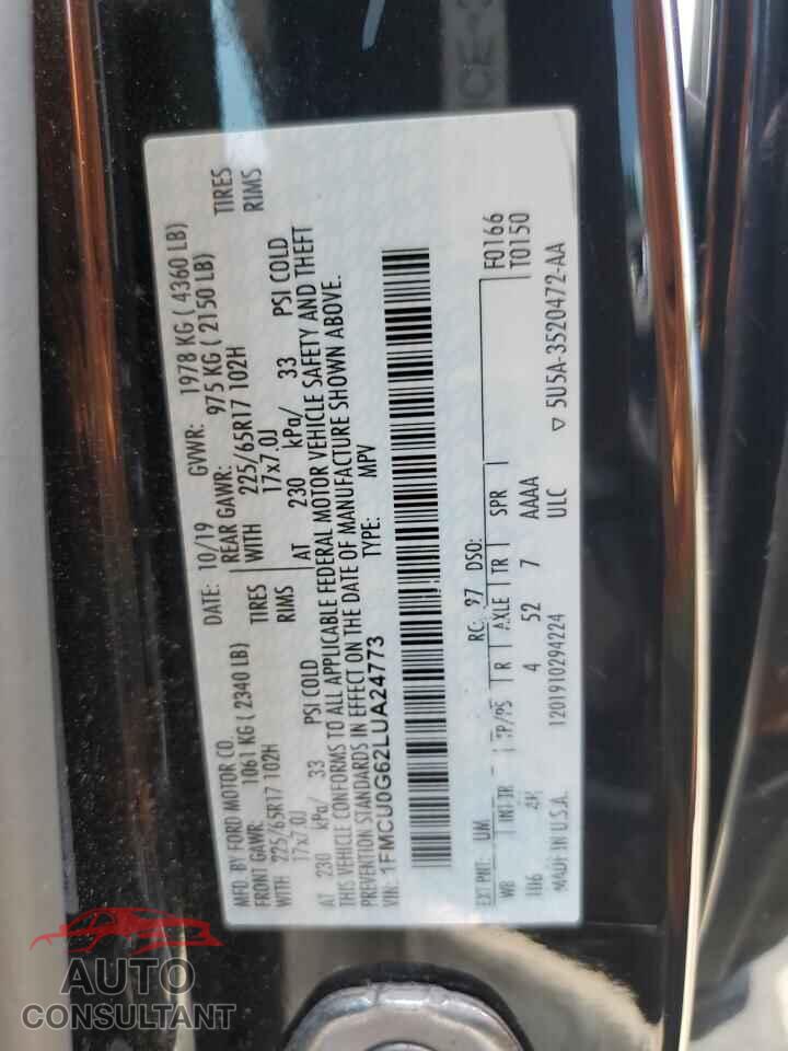 FORD ESCAPE 2020 - 1FMCU0G62LUA24773