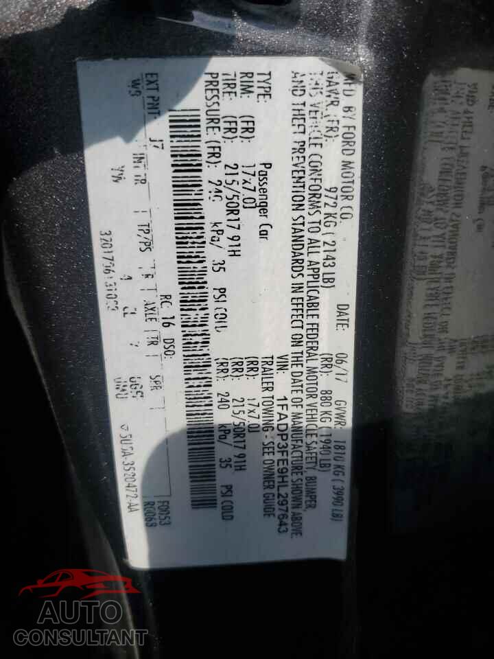 FORD FOCUS 2017 - 1FADP3FE9HL297643