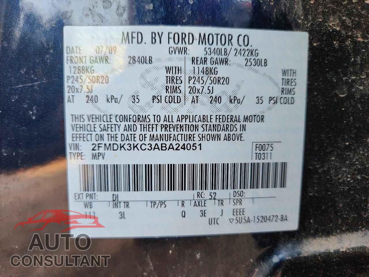 FORD EDGE 2010 - 2FMDK3KC3ABA24051