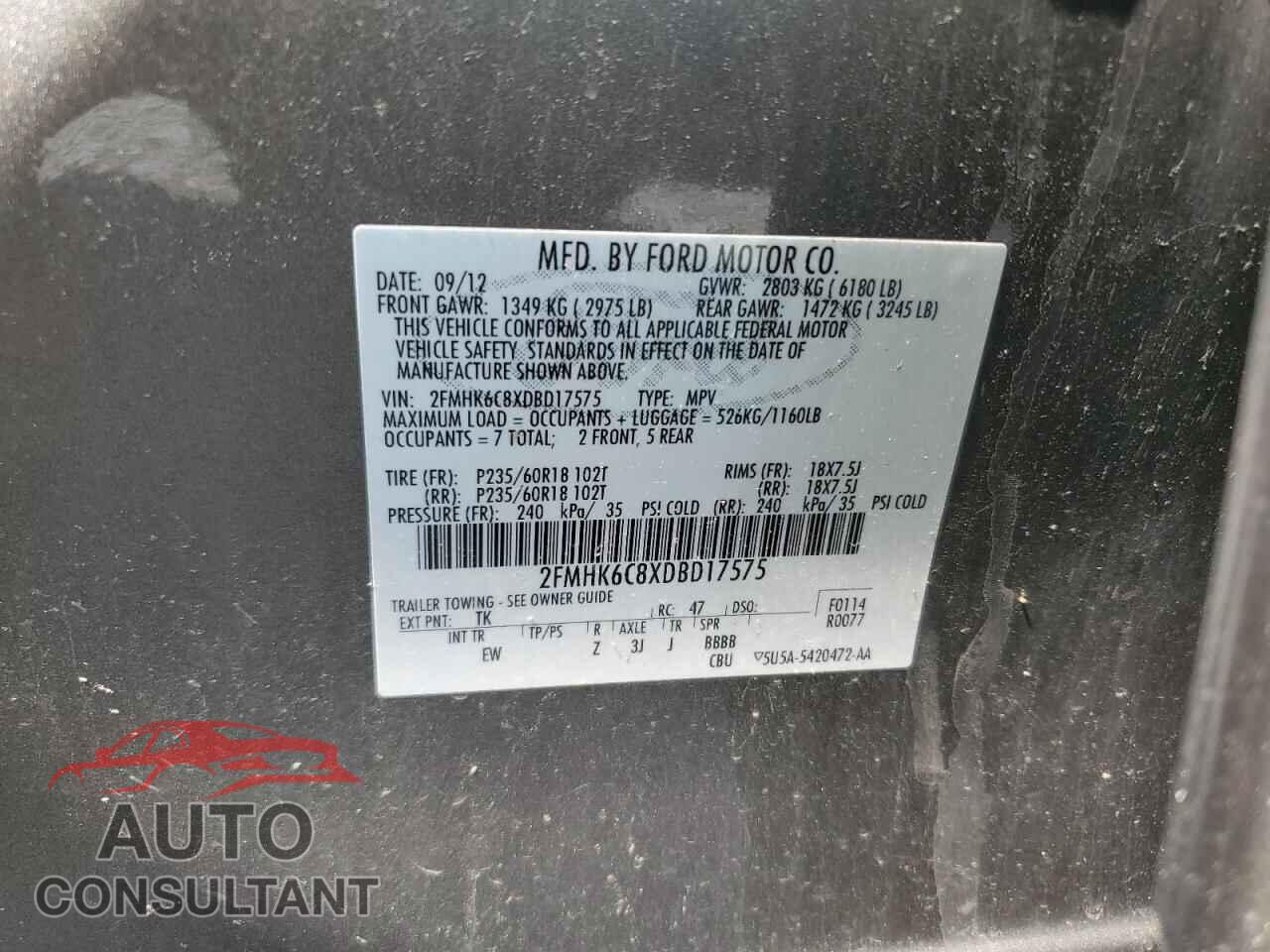 FORD FLEX 2013 - 2FMHK6C8XDBD17575
