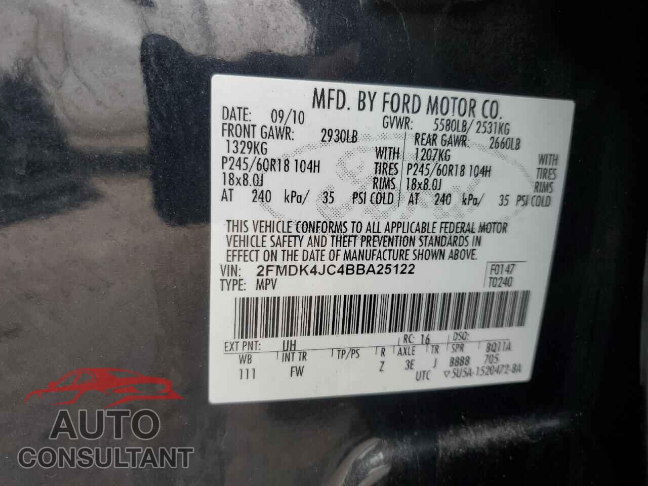FORD EDGE 2011 - 2FMDK4JC4BBA25122
