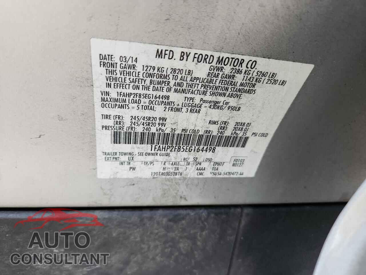 FORD TAURUS 2014 - 1FAHP2F85EG164498