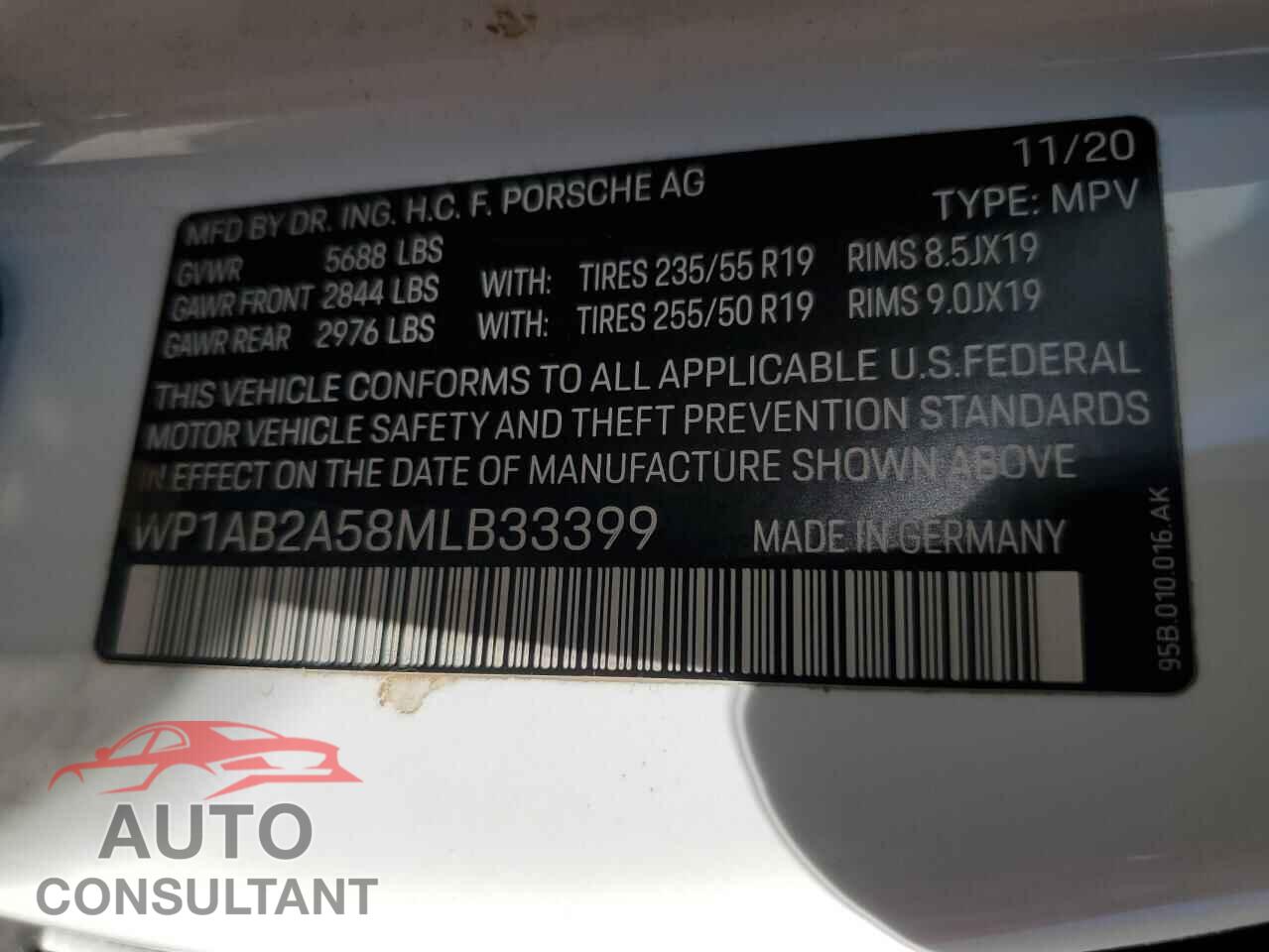 PORSCHE MACAN 2021 - WP1AB2A58MLB33399