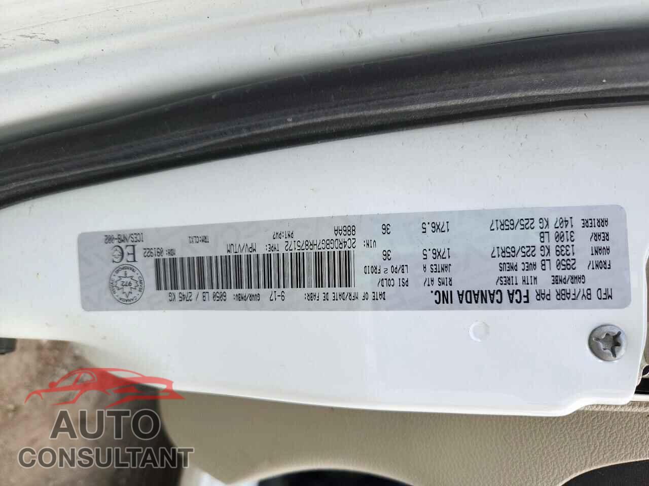 DODGE CARAVAN 2017 - 2C4RDGBG7HR875172