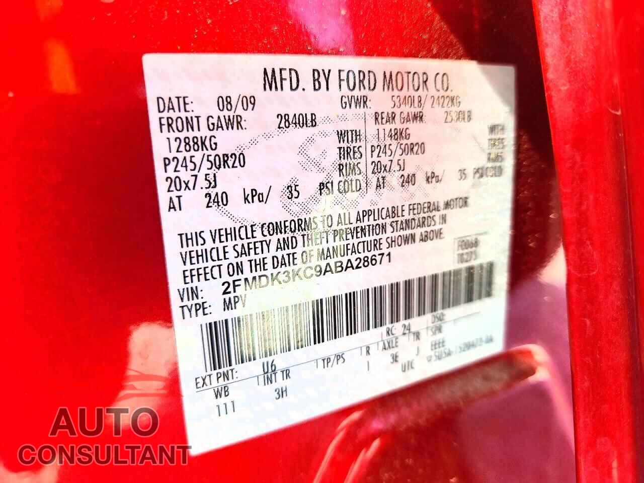 FORD EDGE 2010 - 2FMDK3KC9ABA28671
