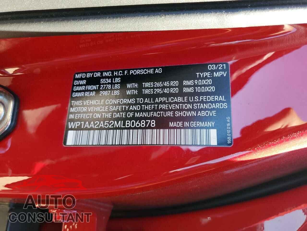 PORSCHE MACAN 2021 - WP1AA2A52MLB06878