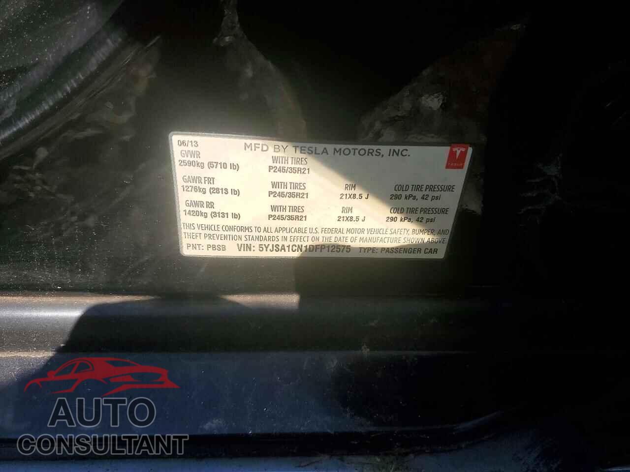 TESLA MODEL S 2013 - 5YJSA1CN1DFP12575
