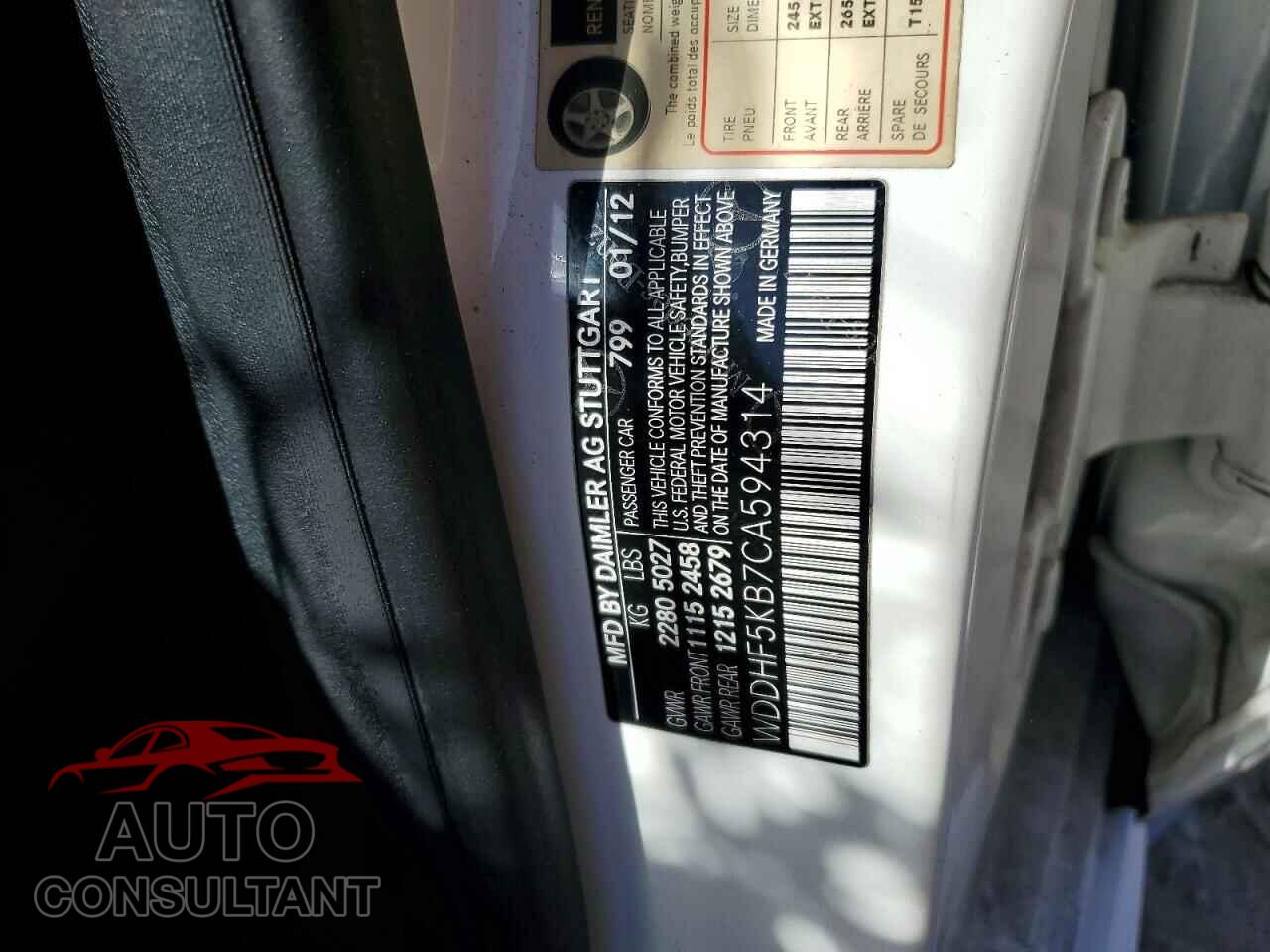 MERCEDES-BENZ E-CLASS 2012 - WDDHF5KB7CA594314
