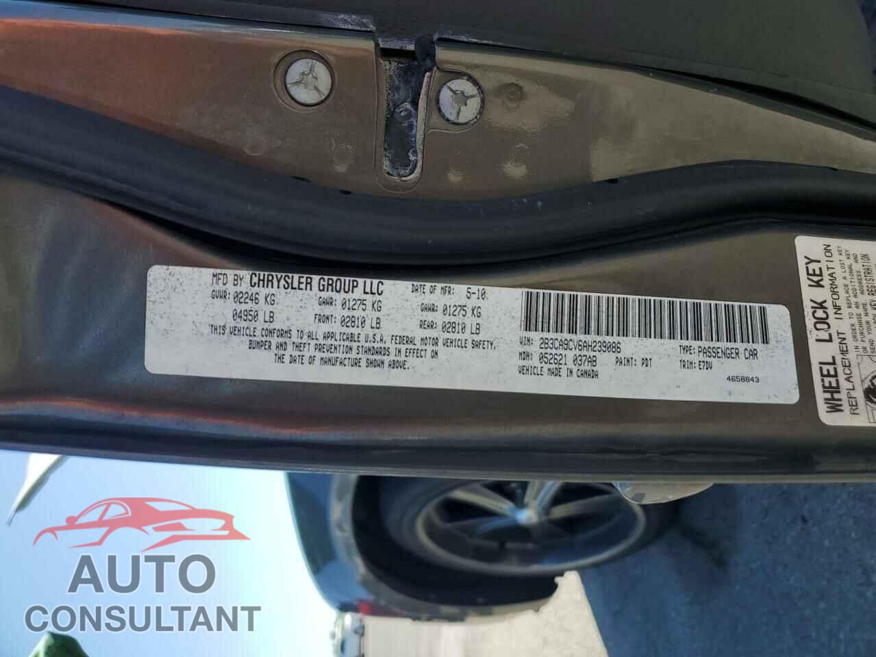 DODGE CHARGER 2010 - 2B3CA9CV6AH239086