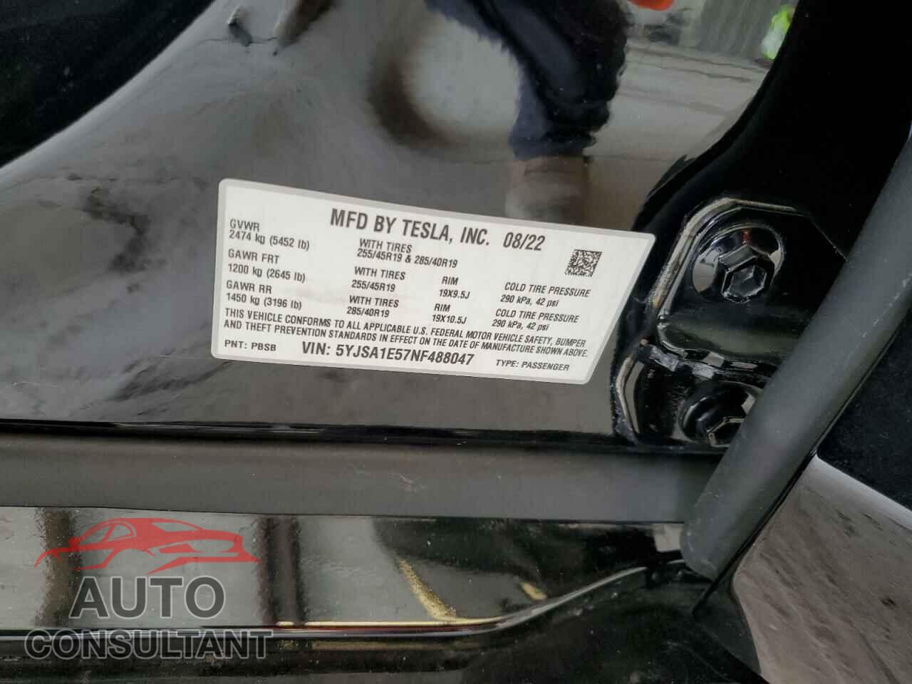 TESLA MODEL S 2022 - 5YJSA1E57NF488047