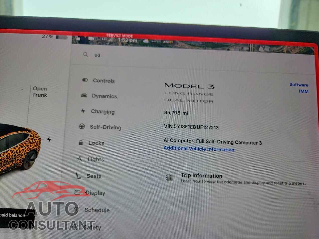 TESLA MODEL 3 2018 - 5YJ3E1EB1JF127213