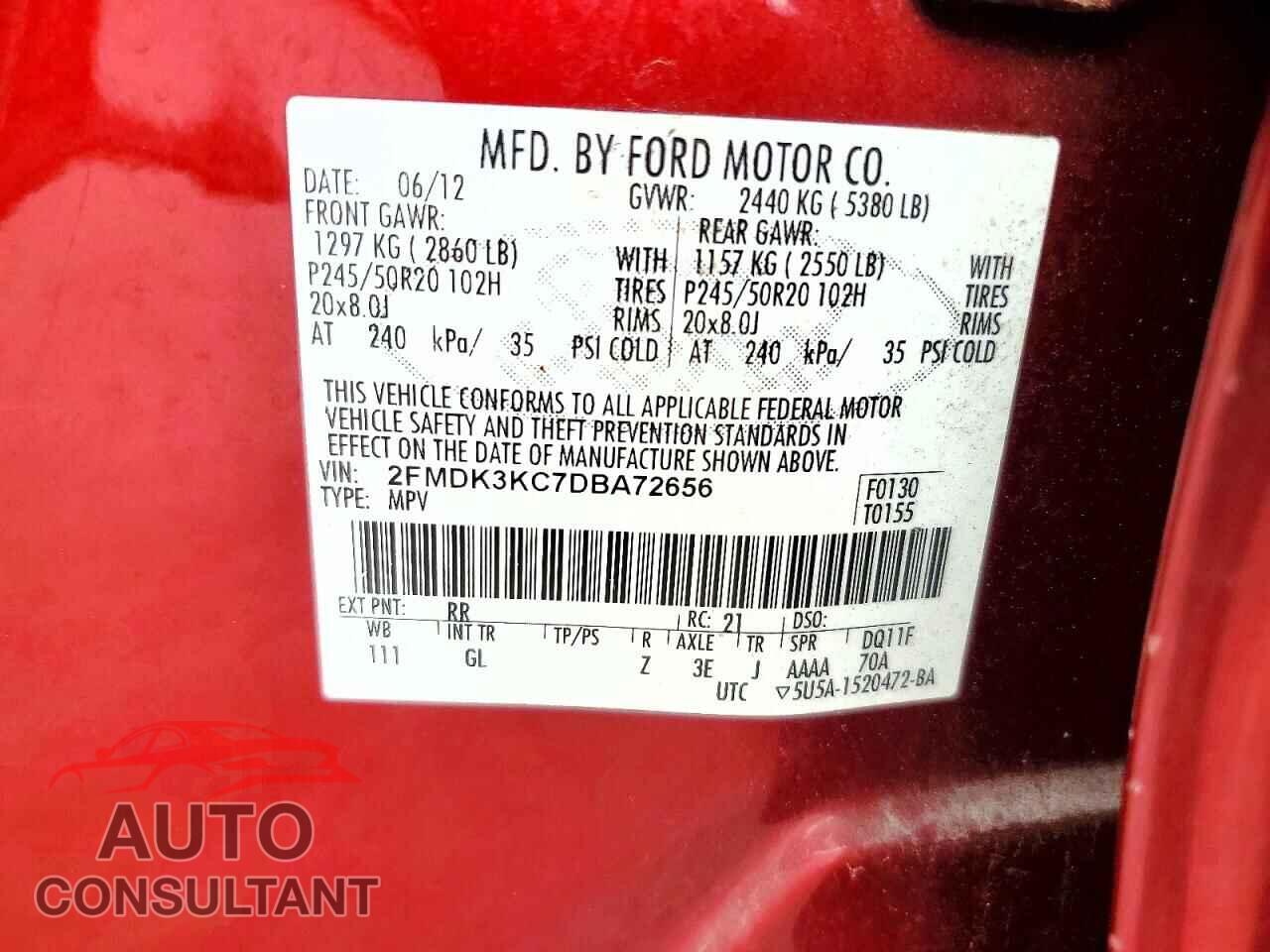 FORD EDGE 2013 - 2FMDK3KC7DBA72656