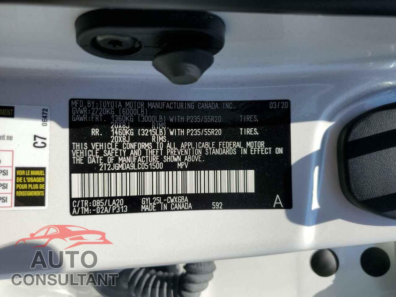LEXUS RX450 2020 - 2T2JGMDA9LC051500