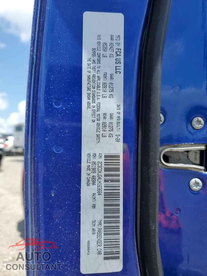 DODGE CHARGER 2020 - 2C3CDXJG4LH163664