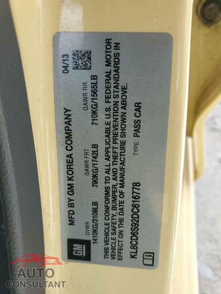 CHEVROLET SPARK 2013 - KL8CD6S92DC616778