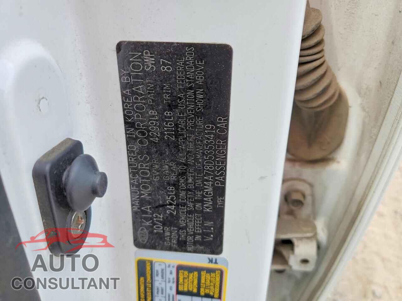 KIA OPTIMA 2013 - KNAGM4A78D5353419
